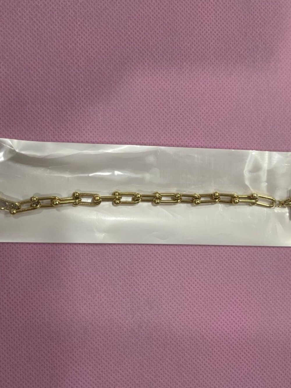 Gold Paperclip Link Chain Bracelet Stainless Steel Waterproof LFB-0009